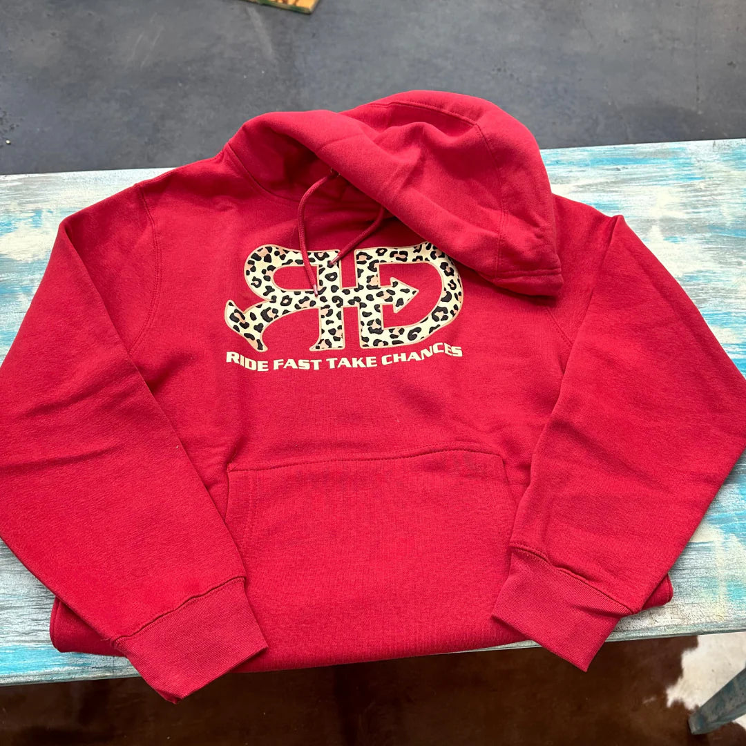 Rocket Donkey Red Cheetah Cotton Hoodie