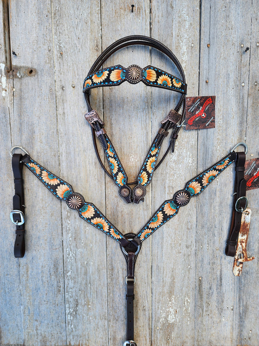 Reinsman Sunflower & Buckstitch Browband Tack Set