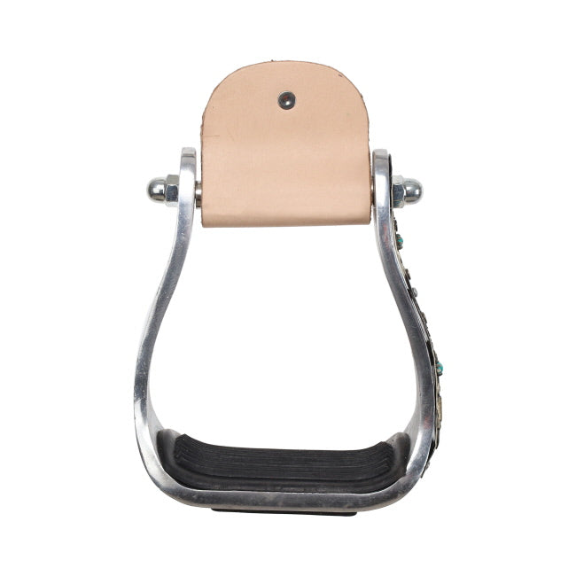 Turquoise & Floral Offset Barrel Stirrups
