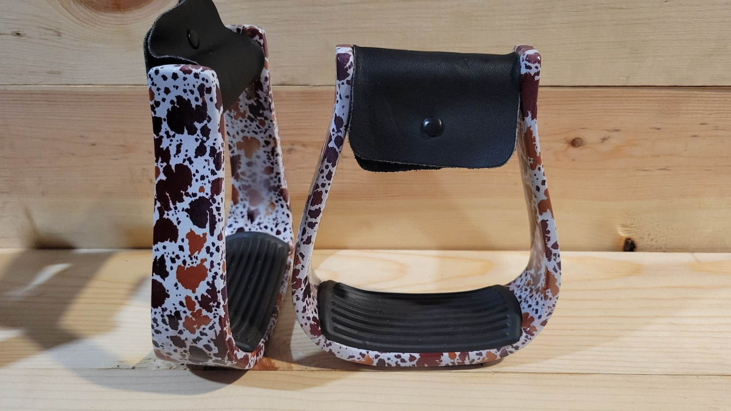 Cowhide Patterned Stirrups