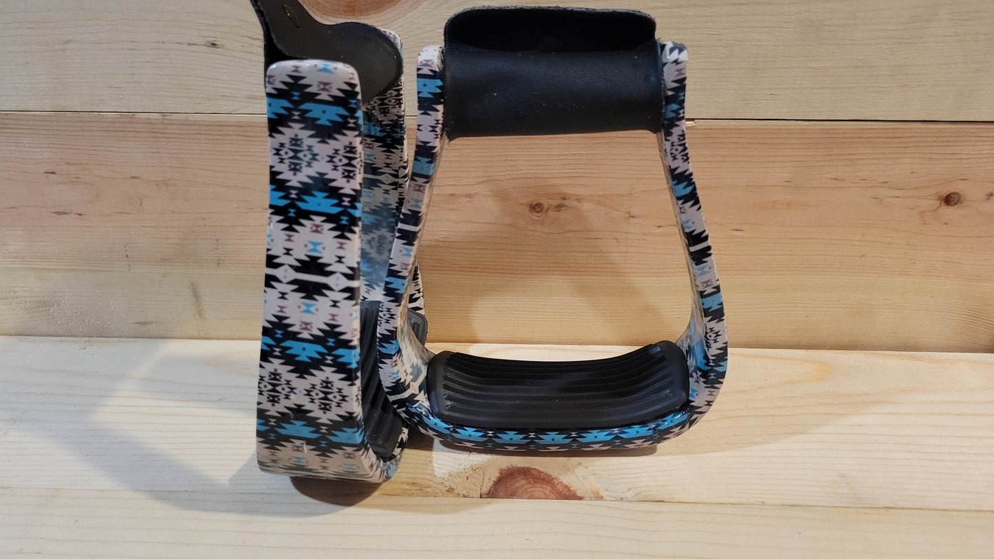 Turquoise Aztec Patterned Stirrups