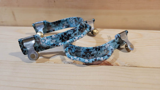 Turquoise Aztec Cowhide Patterned Bumper Spurs