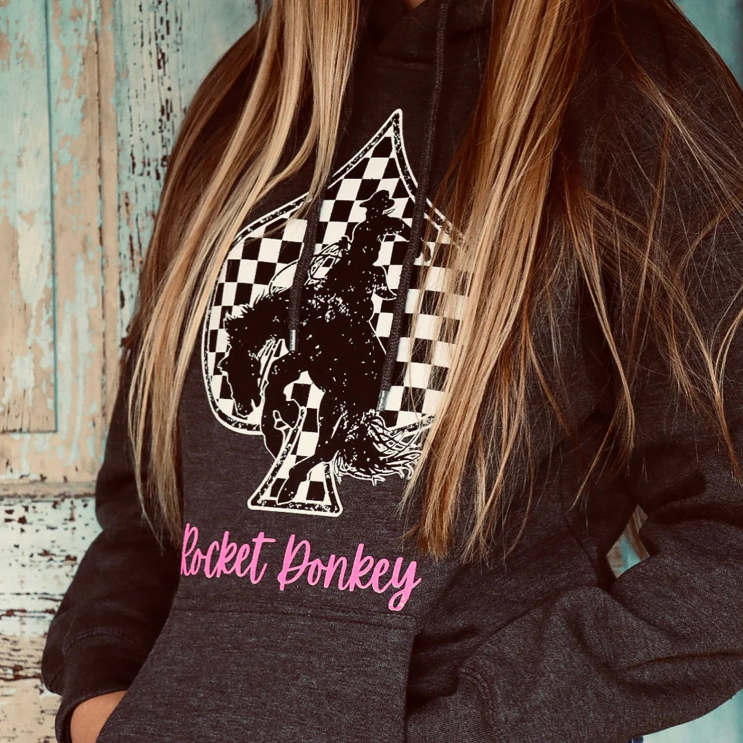 Rocket Donkey Dark Grey Bronc Cotton Hoodie