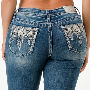 Grace In LA Aztec Motif Mid-Rise Boot Cut 36"
