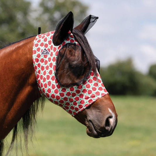 Professional's Choice Comfort Fit Lycra Fly Mask - Lucky Ladybug