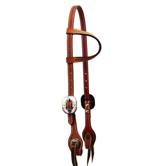 Roughout Slip Ear Headstall with Floral Buckles