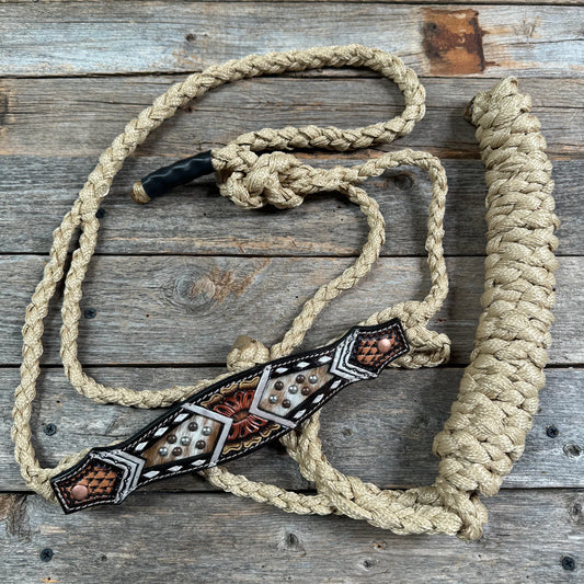 Rodeo Drive Cowhide Inlaid Buckstitch Mule Tape Halter