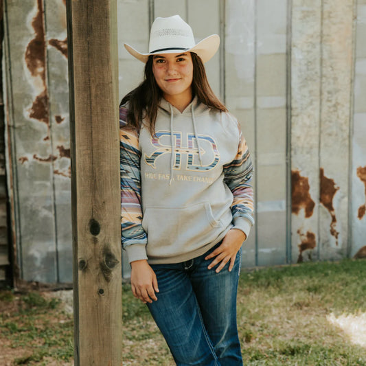 Rocket Donkey Hoodie Light Grey Pastel Aztec
