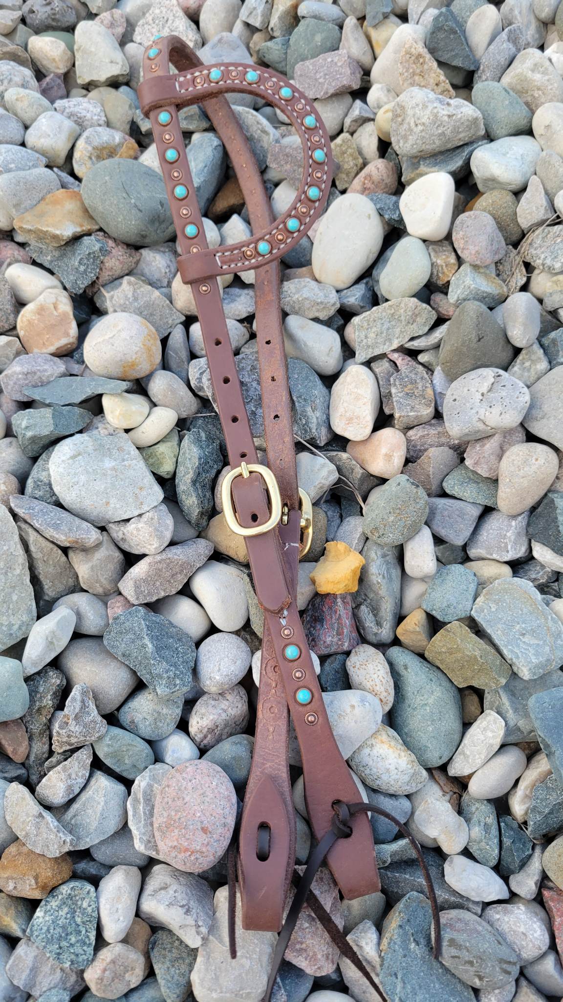 Dutton One Ear Turquoise and Spots Headstall