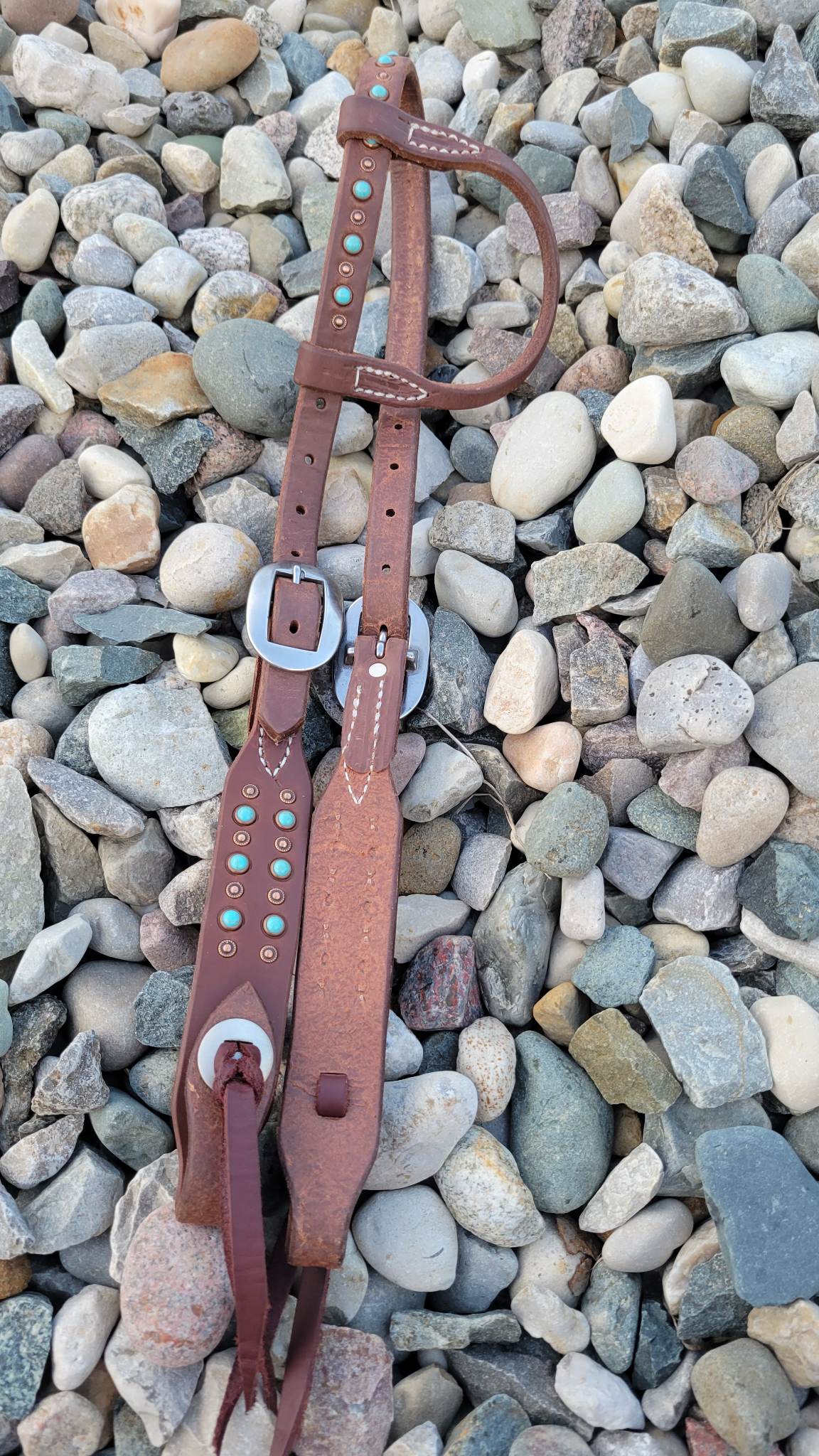 Dutton One Ear Turquoise and Spots Headstall