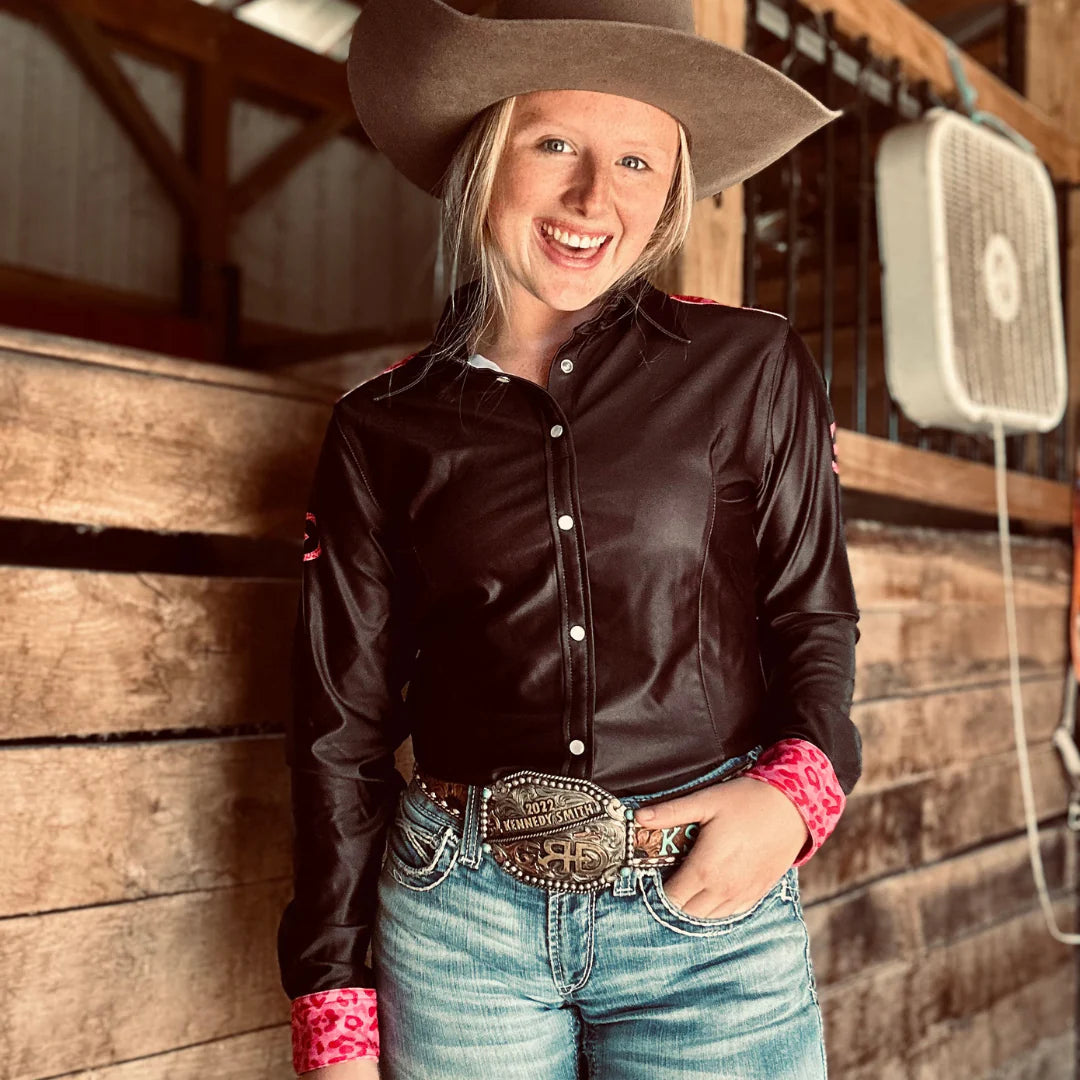 Rocket Donkey Pink & Black Cheetah Rodeo Shirt