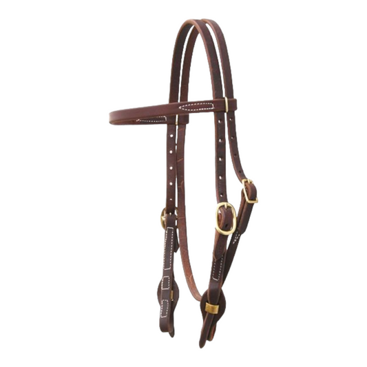 Heavy Oiled Double Buckle Browband Headstall With Quick Change Ends