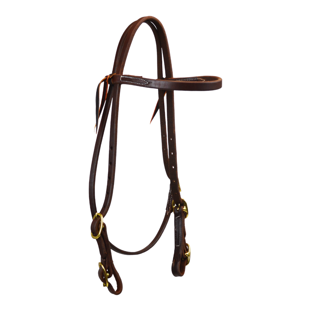Jerry Beagley Double Buckle Browband Headstall With Buckle Ends