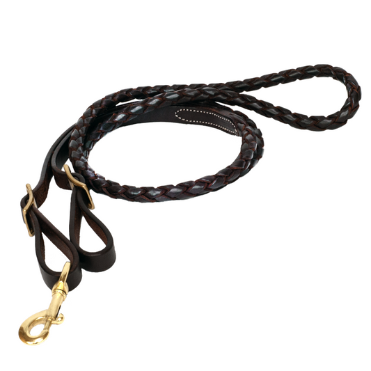 Dark Oiled Round Braided Leather Rein