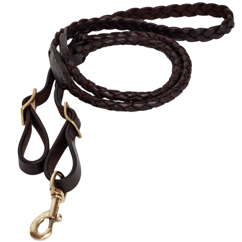 Dark Oiled Round & Flat Braided Leather Rein
