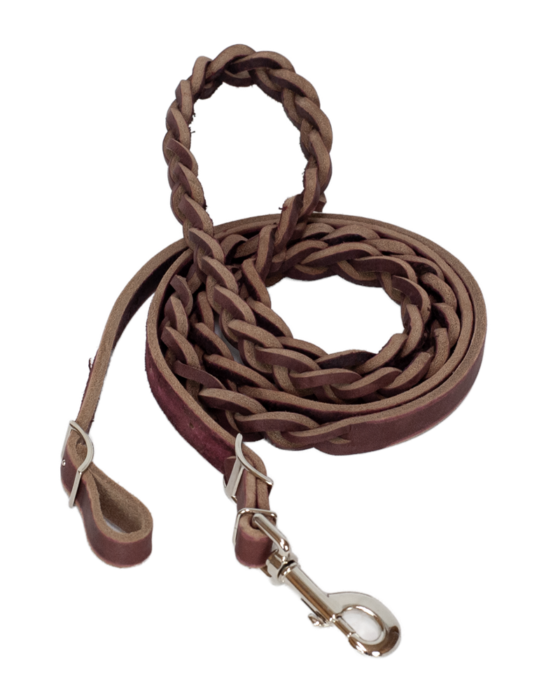 3 Plait Flat Braided Leather Roping Rein