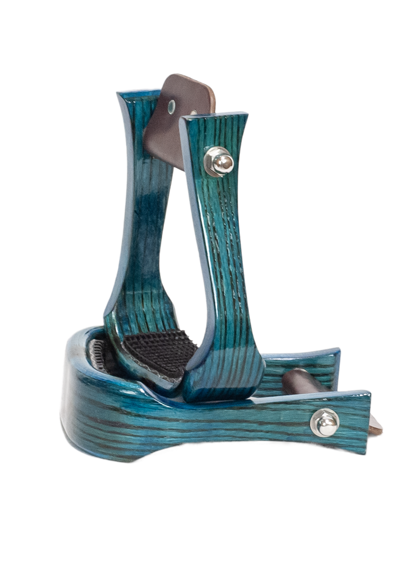 2" Turquoise Wooden Barrel Stirrup w/ Rubber Grip