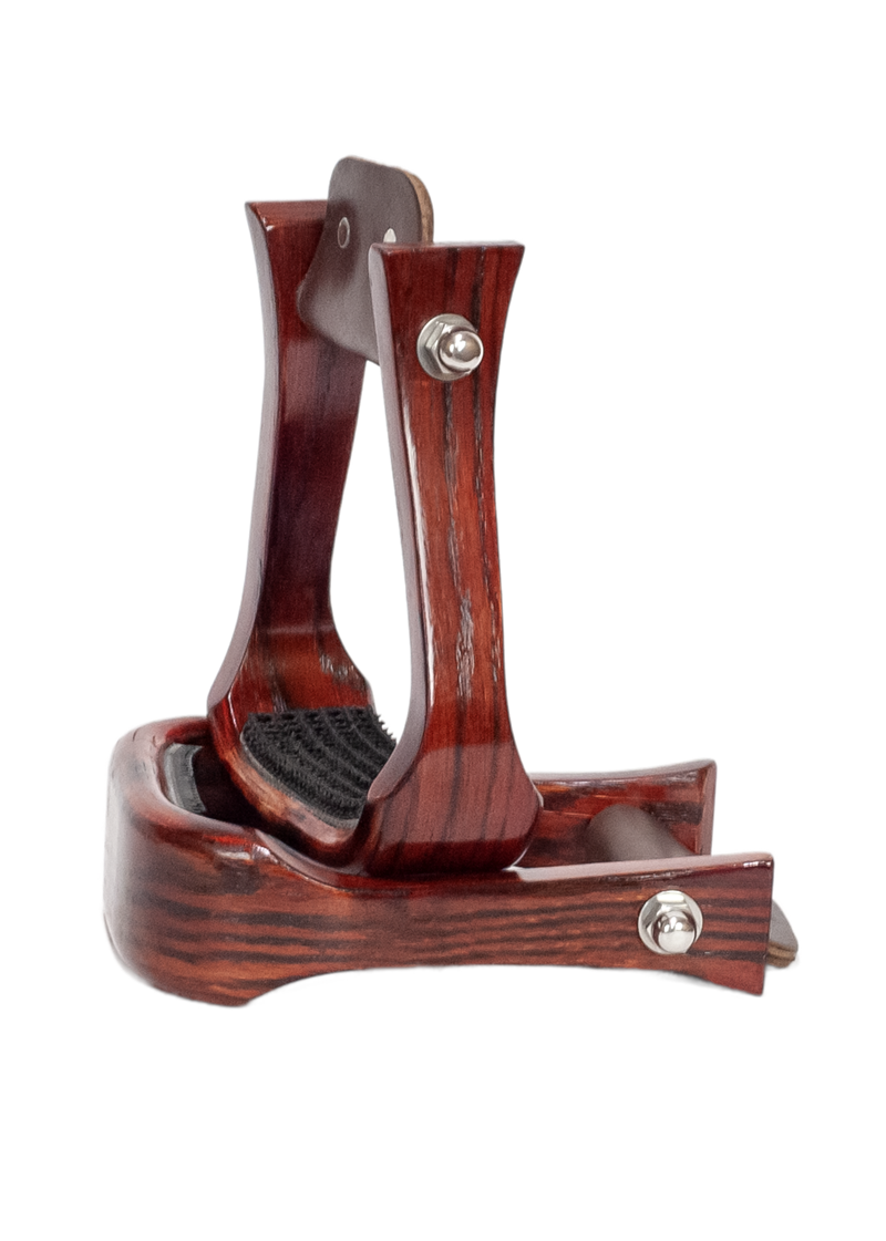 2" Rust Wooden Barrel Stirrup w/ Rubber Grip