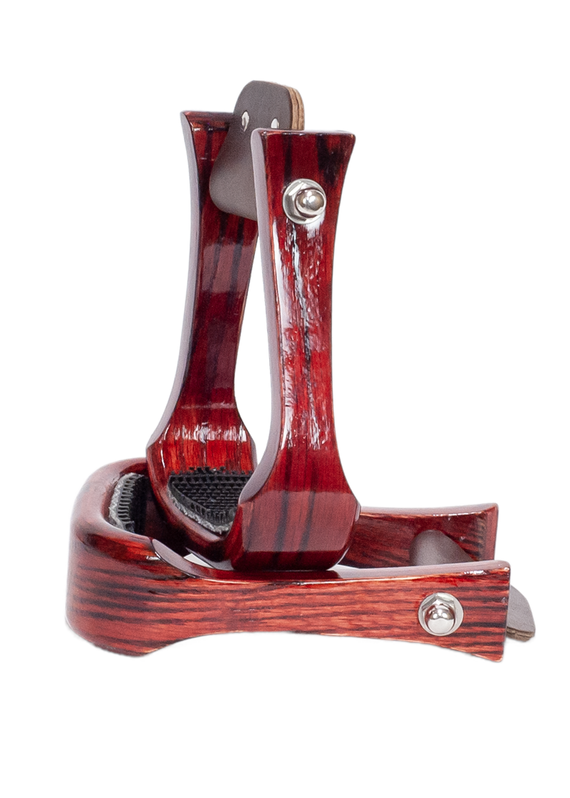 2" Cherry Red Wooden Barrel Stirrup w/ Rubber Grip