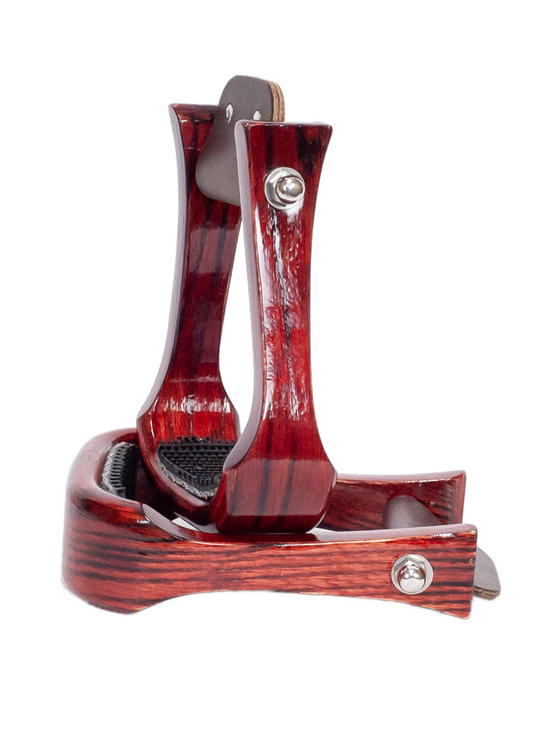 2" Cherry Red Wooden Barrel Stirrup w/ Rubber Grip