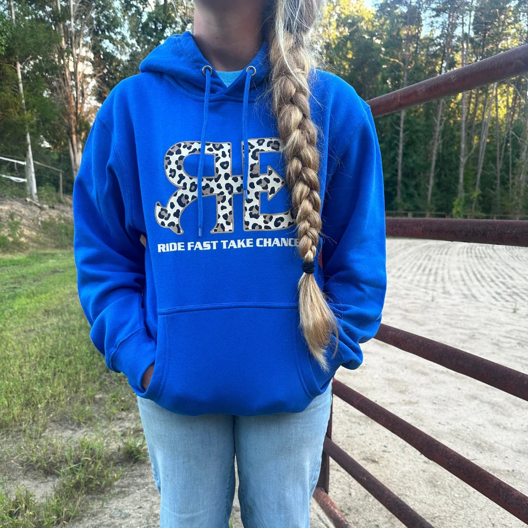 Rocket Donkey Royal Blue Cheetah Cotton Hoodie