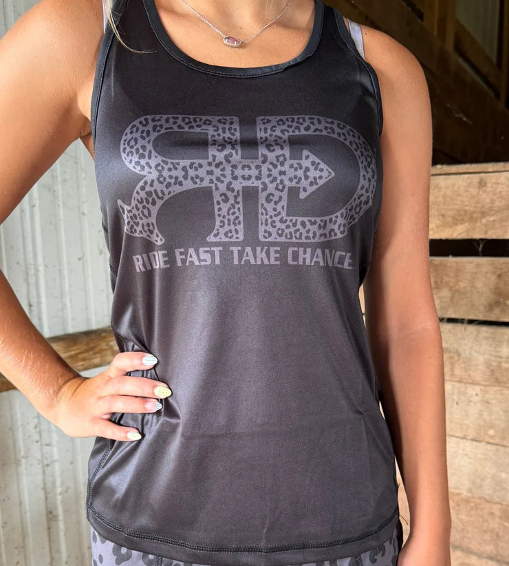 Rocket Donkey Black and Grey Cheetah Compression Tank