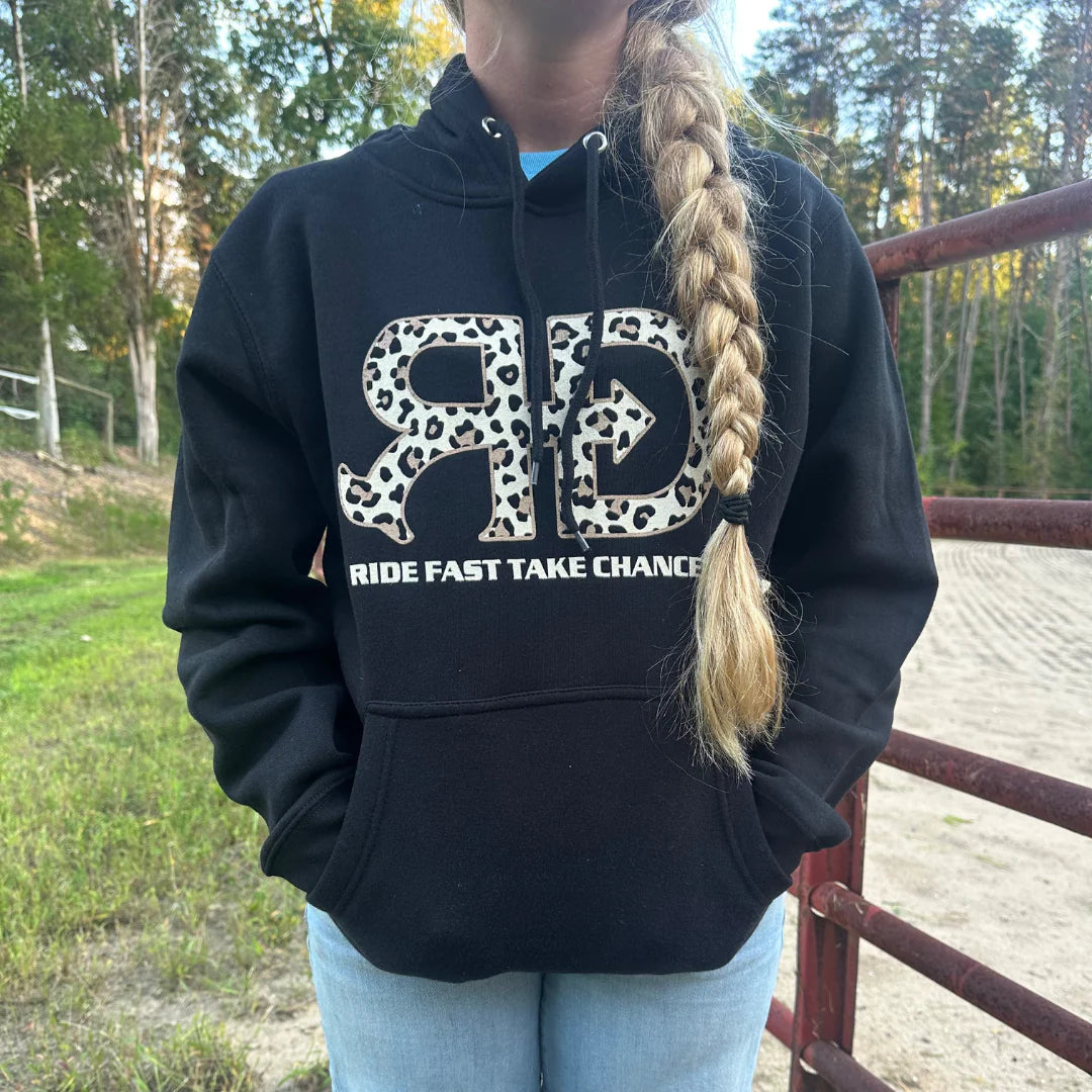 Rocket Donkey Black Cheetah Cotton Hoodie