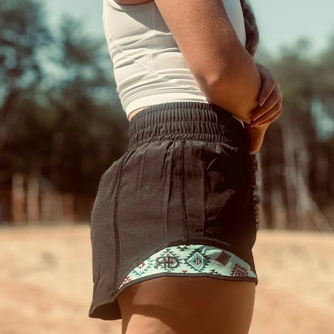 Rocket Donkey Black Mint Aztec Shorts