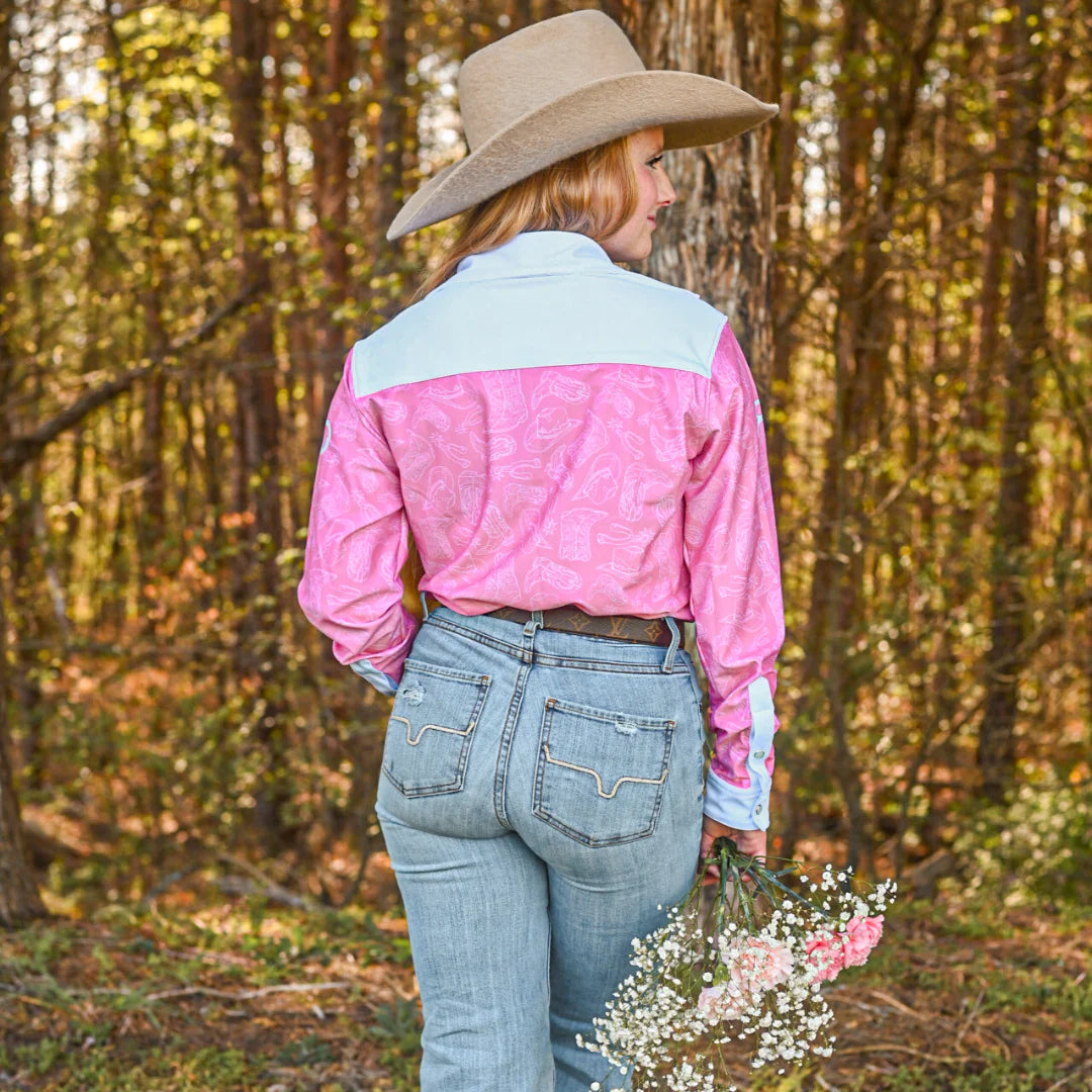 Rocket Donkey Pink Boots Rodeo Shirt