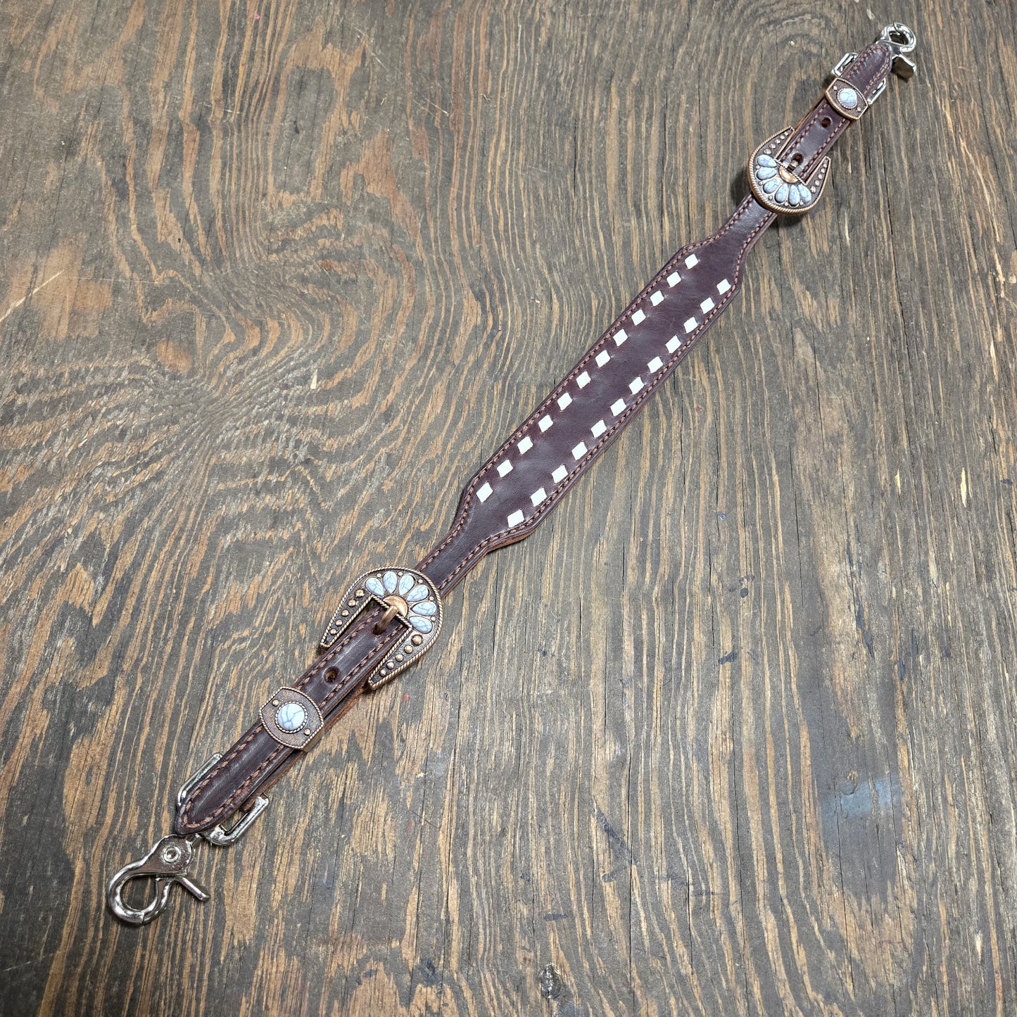 White Buckstitched Wide Wither Strap