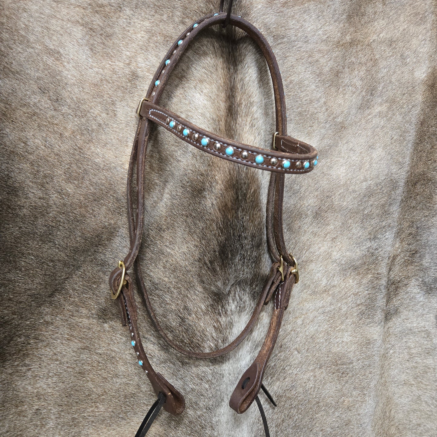Dutton Browband Turquoise and Spots Headstall