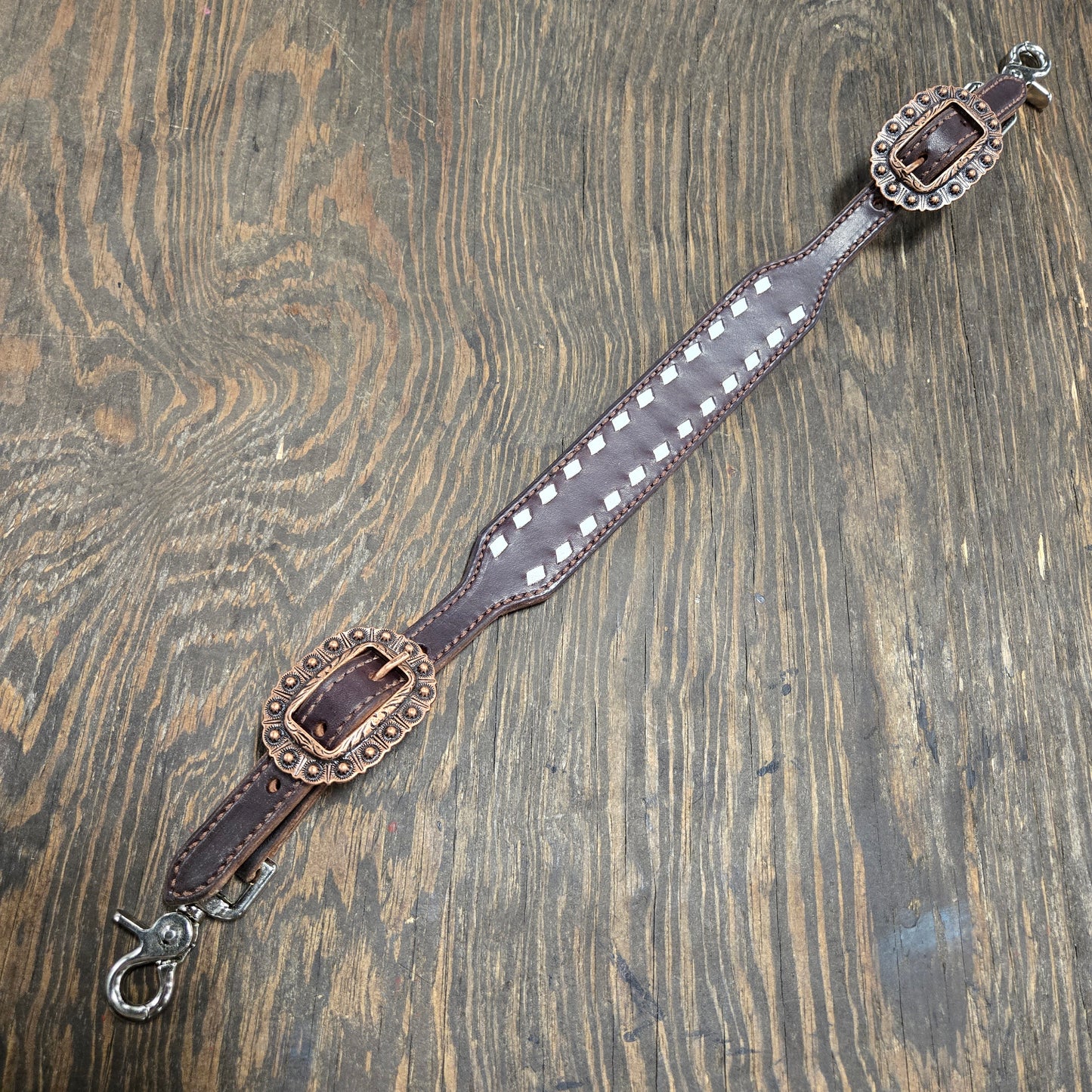 White Buckstitched Wide Wither Strap