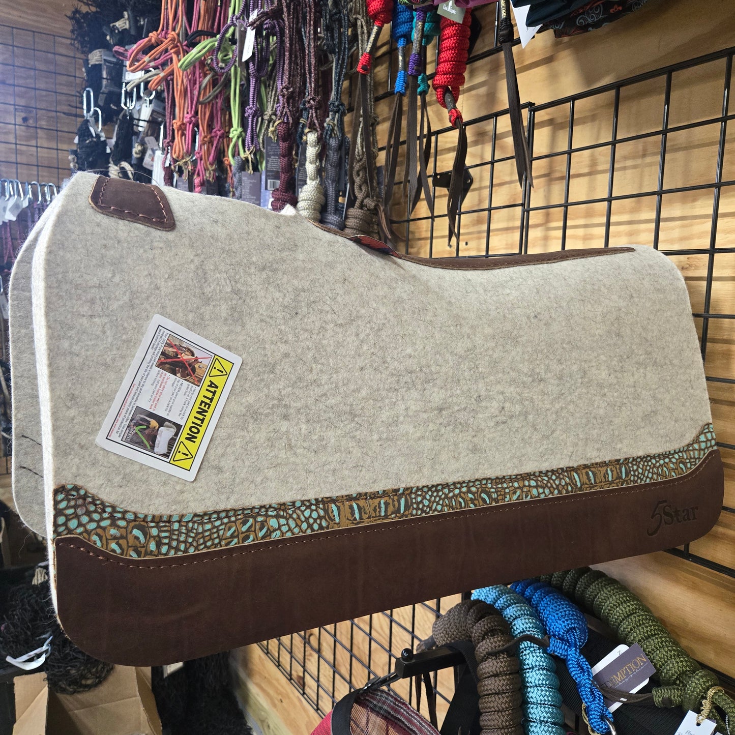 5 Star Equine Turquoise Copper Croc Inset Barrel Pad