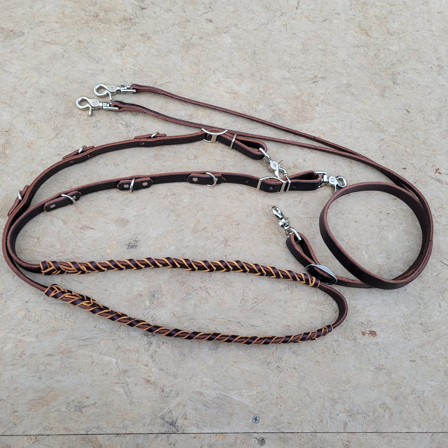 Laced Barrel Rein Leather German Martingale