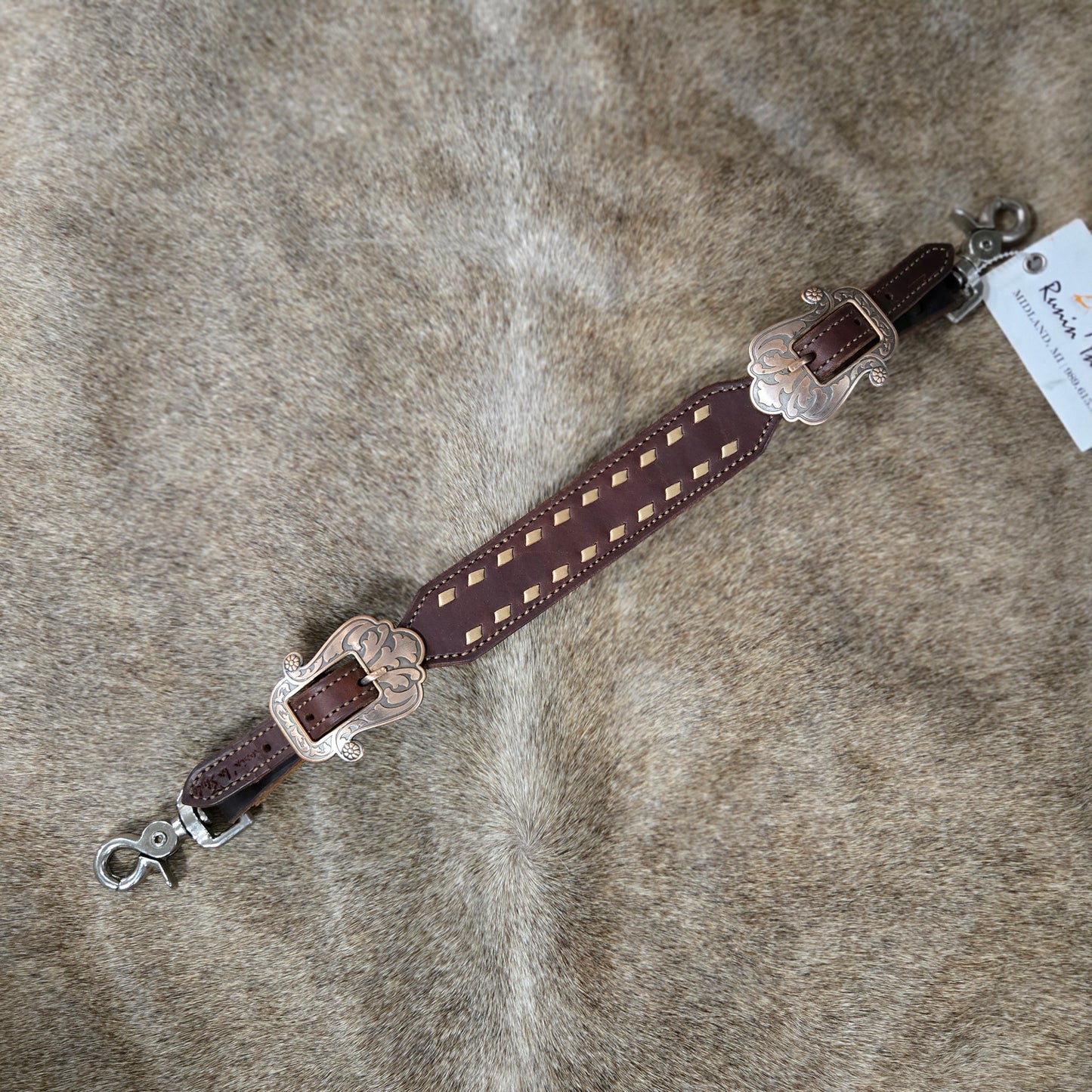 Rose Gold Buckstitched Wide Wither Strap