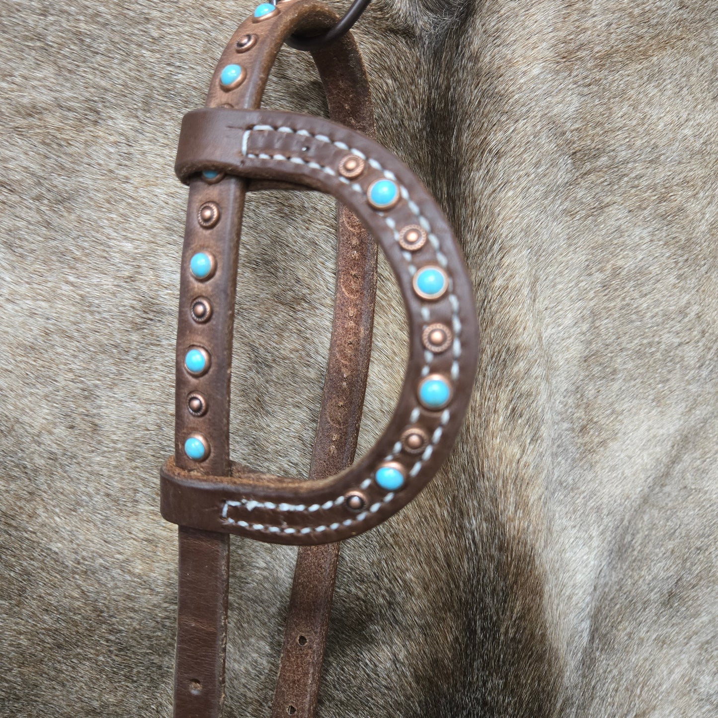 Dutton One Ear Turquoise and Spots Headstall