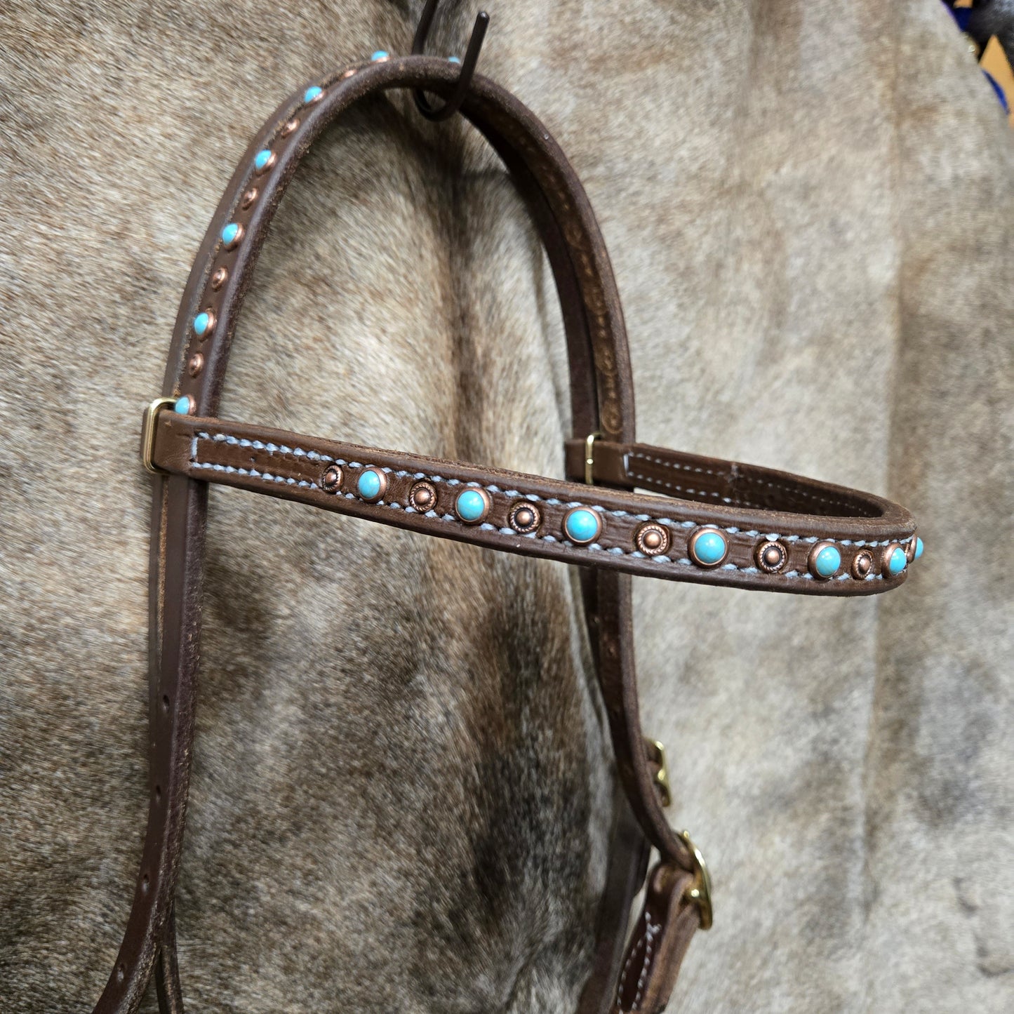 Dutton Browband Turquoise and Spots Headstall
