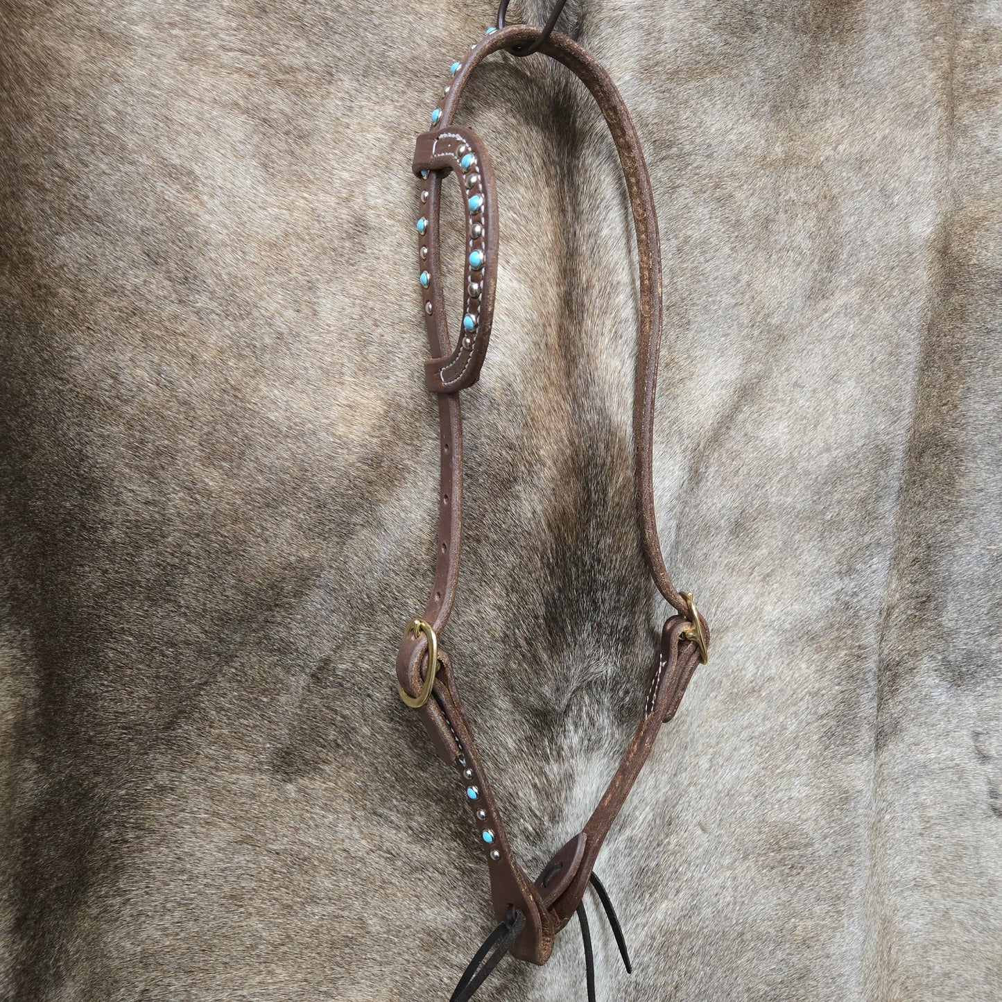 Dutton One Ear Turquoise and Spots Headstall