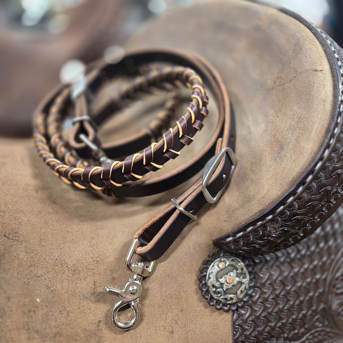 Thick Grip Dark Chocolate Laced Barrel/Roping Rein