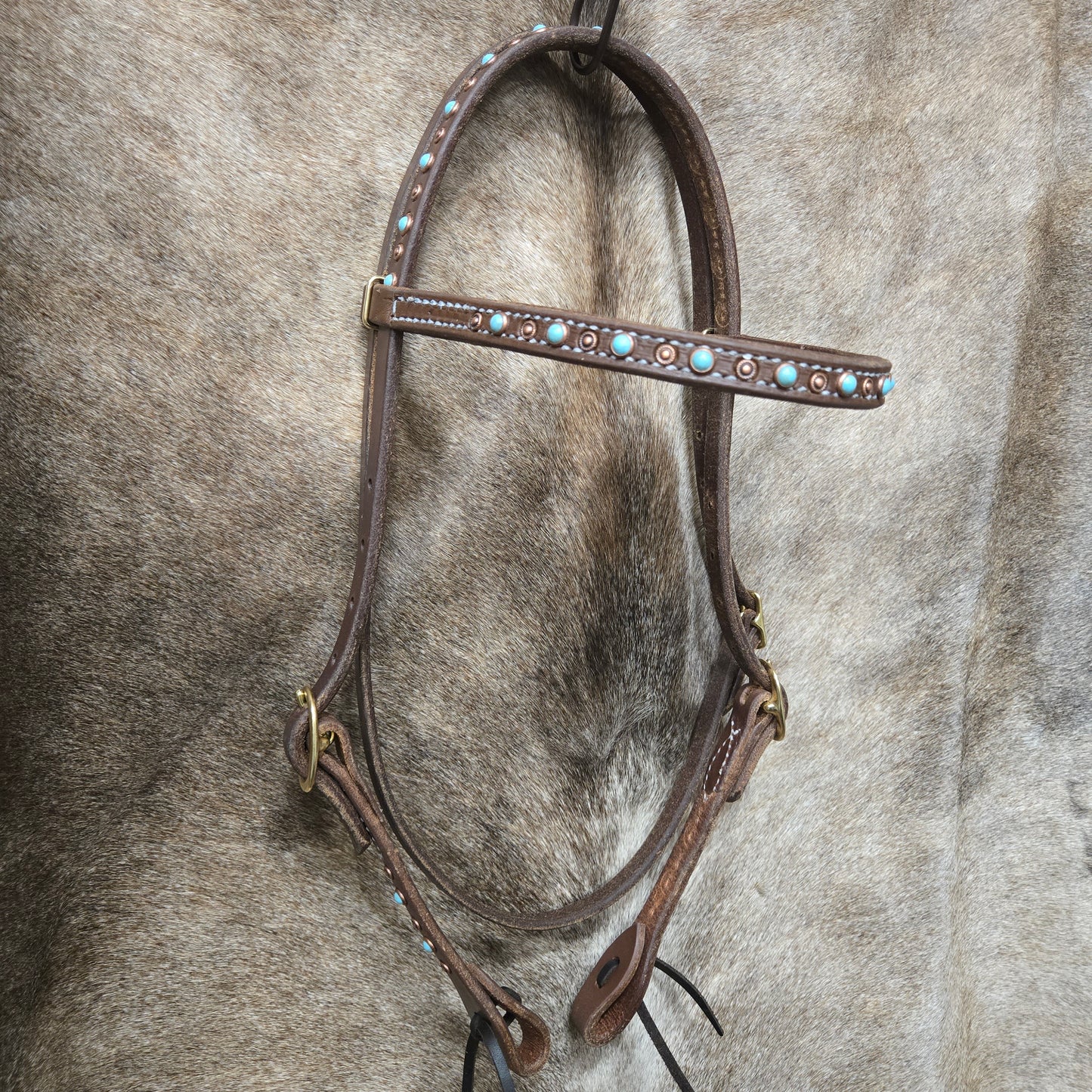 Dutton Browband Turquoise and Spots Headstall