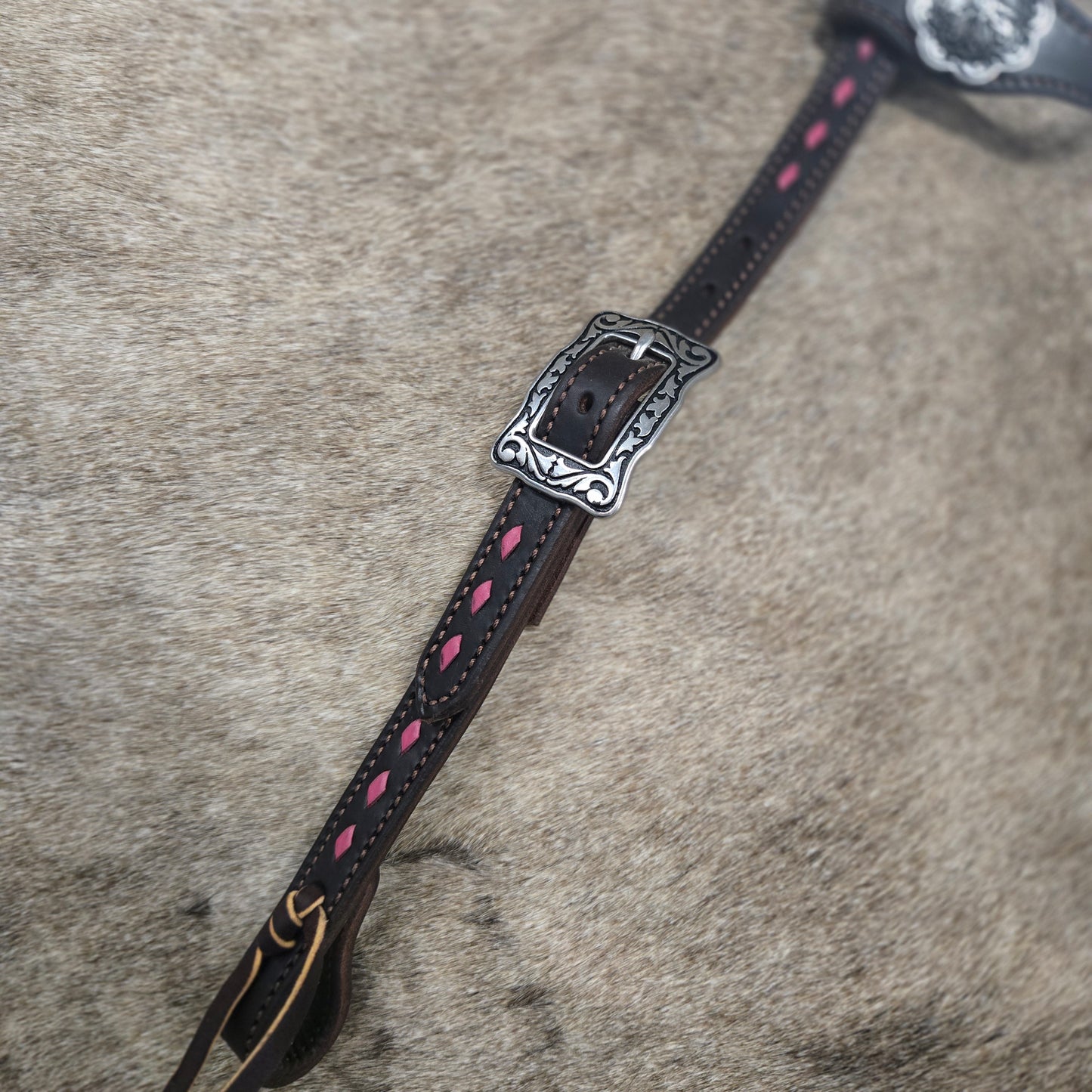 Pink Buckstitch Dark Chocolate One Ear Set