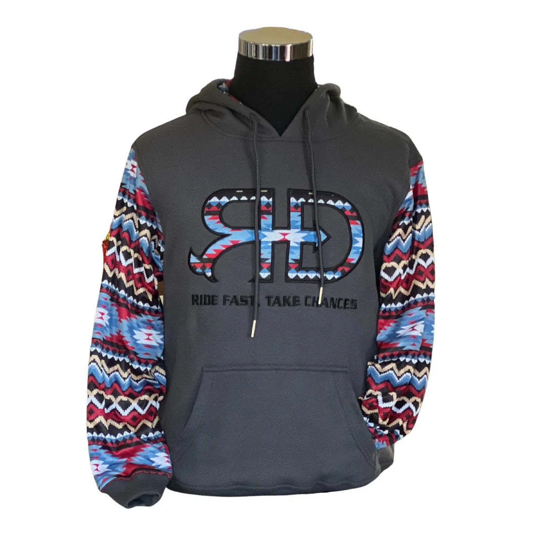 Rocket Donkey Hoodie Dark Grey Aztec