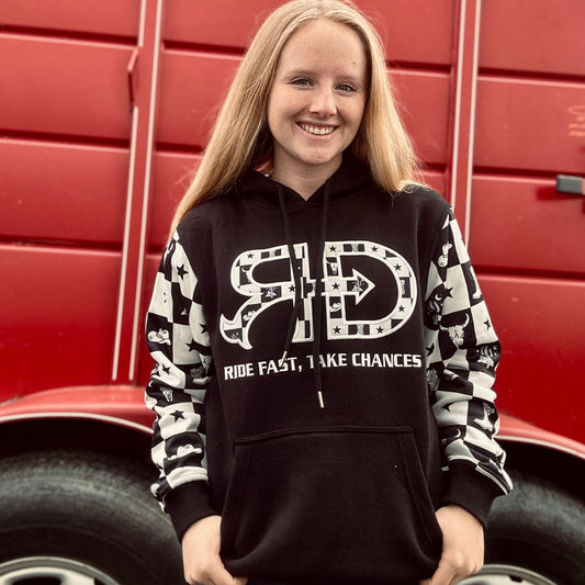 Rocket Donkey Hoodie Black Checkered