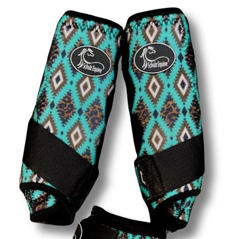 Schulz Equine Teal Aztec Leopard Sport Boots