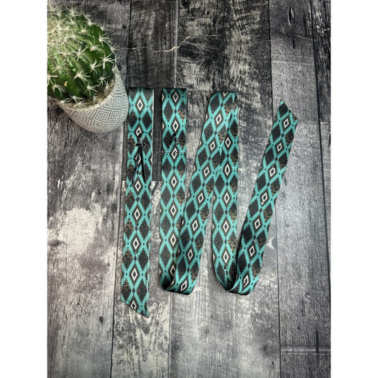 Schulz Equine Teal Aztec Leopard Latigo/Off Billet Set