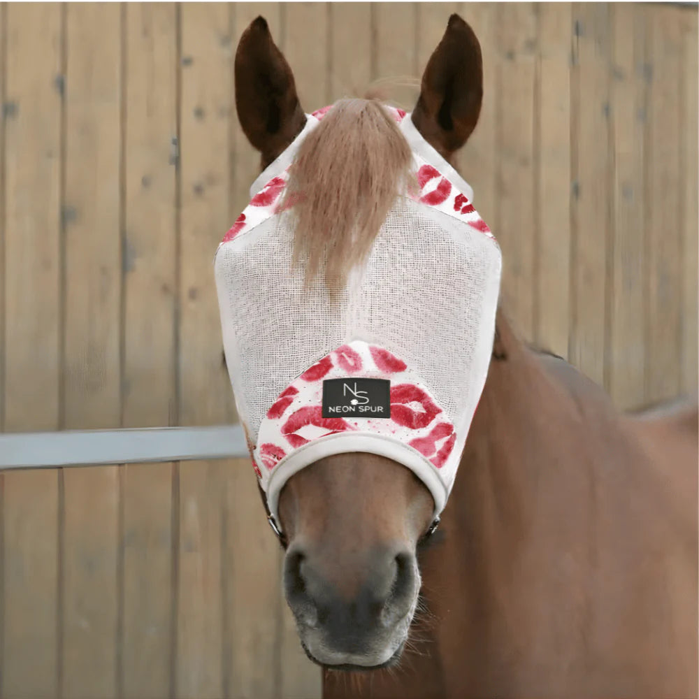 Neon Spur Smokin White Smooch Fly Mask
