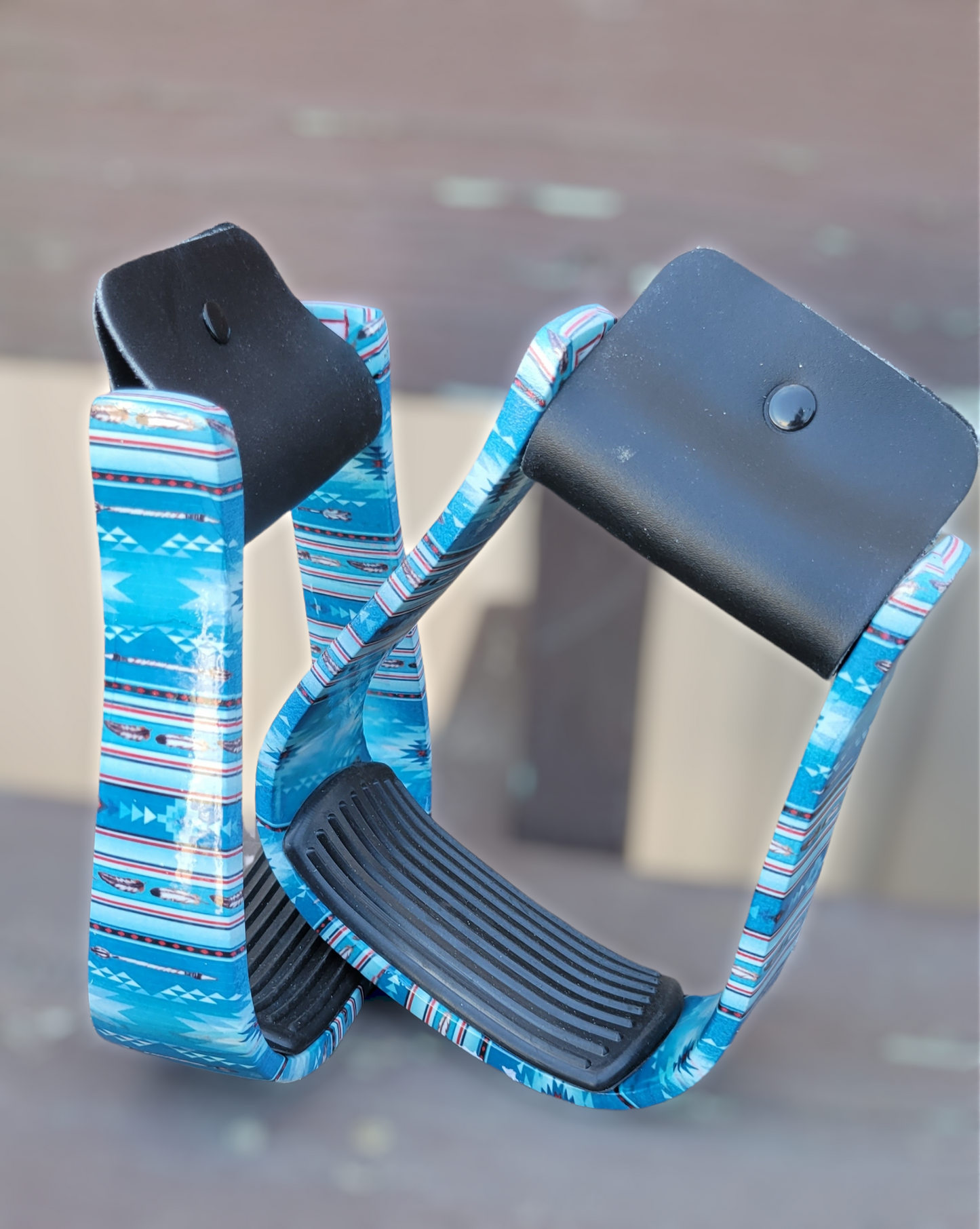Southwest Feather Patterned Stirrups