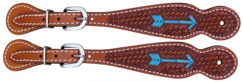 Showman Ladies Turquoise Arrow Spur Straps