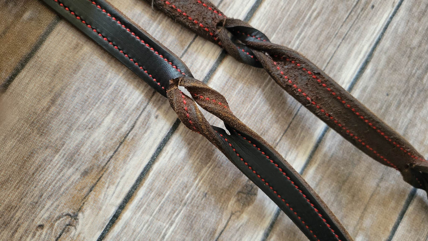 Hot Oiled Chocolate Colored Stitched Blood Knot Rein