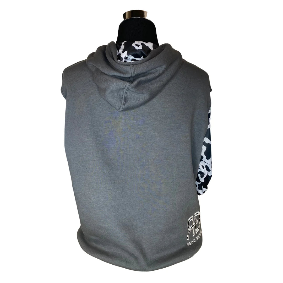 Rocket Donkey Hoodie Dark Grey Cow Print